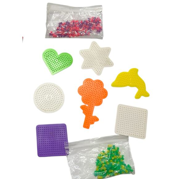 Perler Beads Fusible Plastic Beads Crafting Mixed Colors 7 Template Peg Boards - Picture 1 of 4
